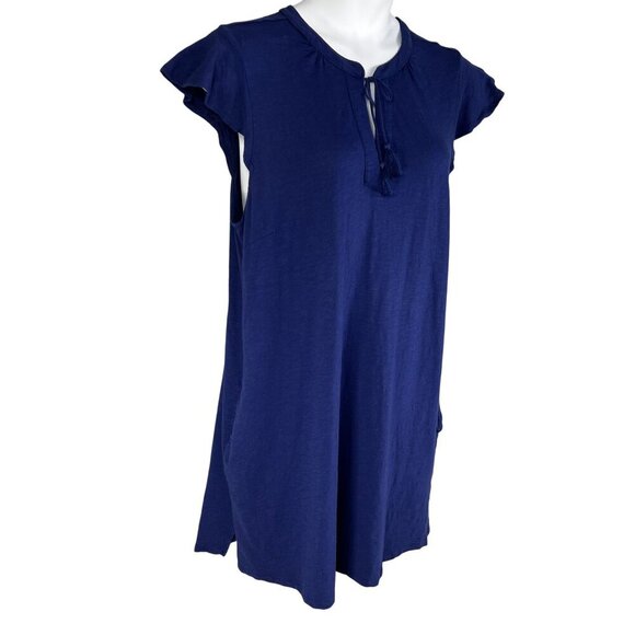 Talbots Womens XL Blue sleeveless Tunic Dress Tassel Tied Pockets Golf Preppy - Picture 6 of 14